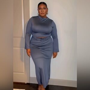 SHEIN Slate Blue Pencil Skirt Set